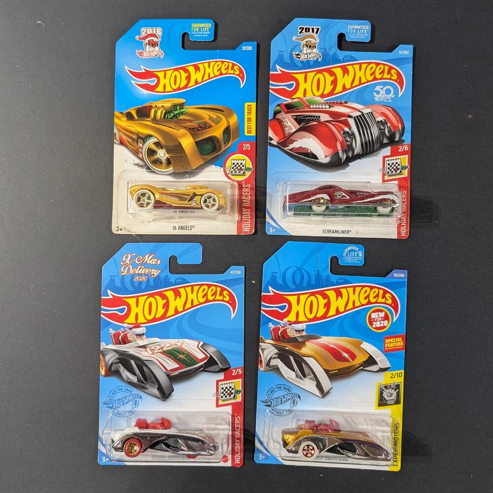 Hot Wheels Christmas Holiday Lot of 4 Sealed X-Mas Delivery Holiday Racers
